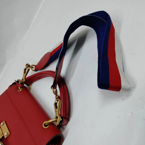 Authentic Gucci Queen Margaret Bamboo Red Leather Hand Bag mn674-020625 - Picture 5 of 16